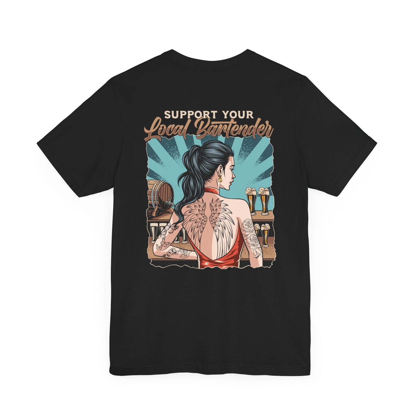 BAR STAFF - Bar Staff Support Your Local Bartender Temptress T-Shirt - Service Industry Tee