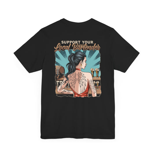 BAR STAFF - Bar Staff Support Your Local Bartender Temptress T-Shirt - Service Industry Tee